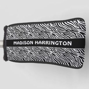 Custom Name Zebra Pattern Golf Head Cover