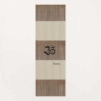 Custom Name Zen Om Beige Tatami Print Rustic Yoga Mat