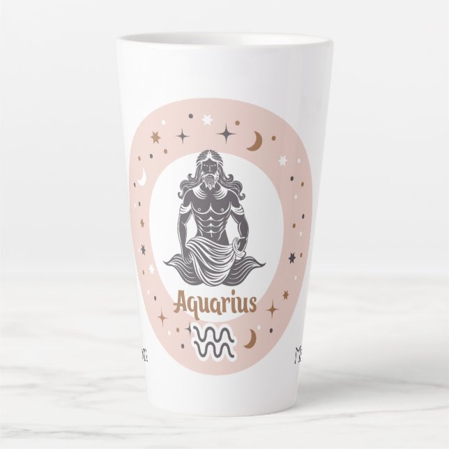 Custom Name Zodiac Sign Aquarius Latte Mug (Front)