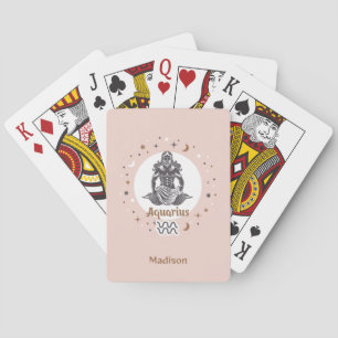 Custom Name Zodiac Sign Aquarius Playing Cards