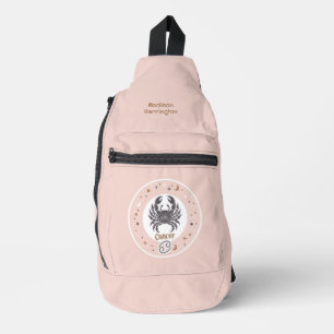 Custom Name Zodiac Sign Cancer Sling Bag