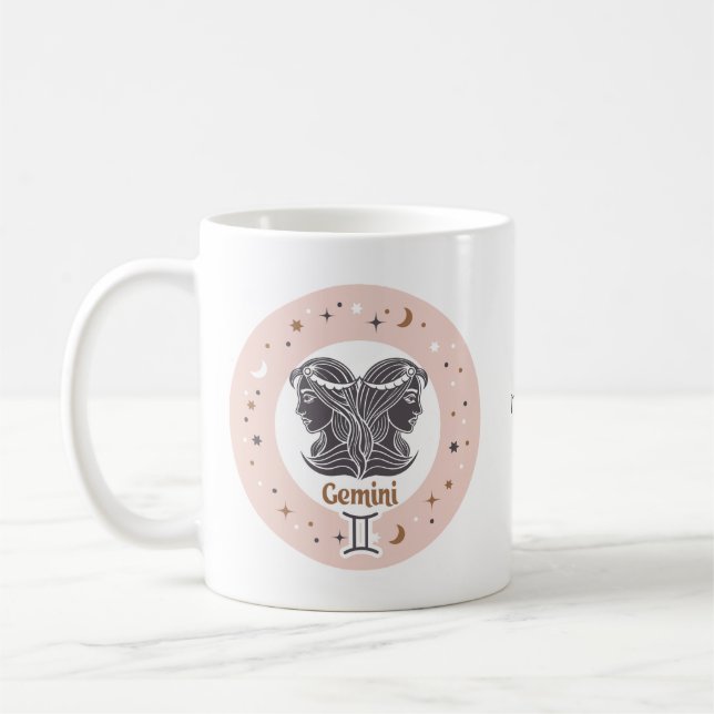 Custom Name Zodiac Sign Gemini Coffee Mug (Left)