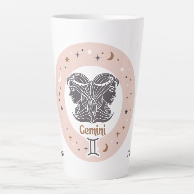 Custom Name Zodiac Sign Gemini Latte Mug (Front)