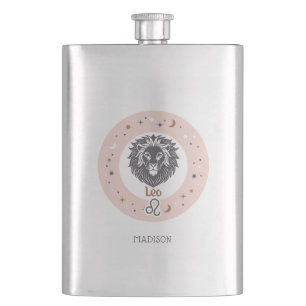 Custom Name Zodiac Sign Leo Hip Flask