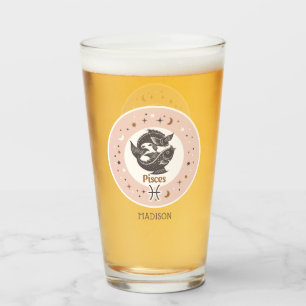 Custom Name Zodiac Sign Pisces Glass