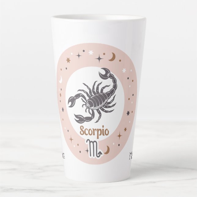 Custom Name Zodiac Sign Scorpio Latte Mug (Front)