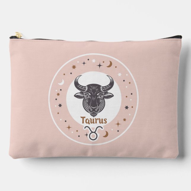 Custom Name Zodiac Sign Taurus Accessory Pouch (Front)