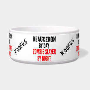 Custom Named Beauceron Dog Zombie Joke Food Bowl