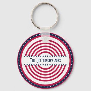 Custom Named Patriot Red White Blue Key Ring
