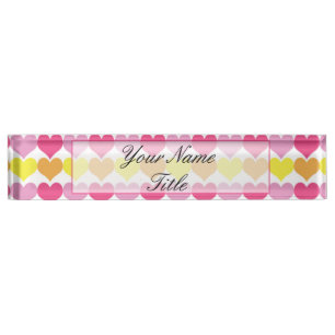 Custom Nameplate Name Plate Desk Hearts Colourful