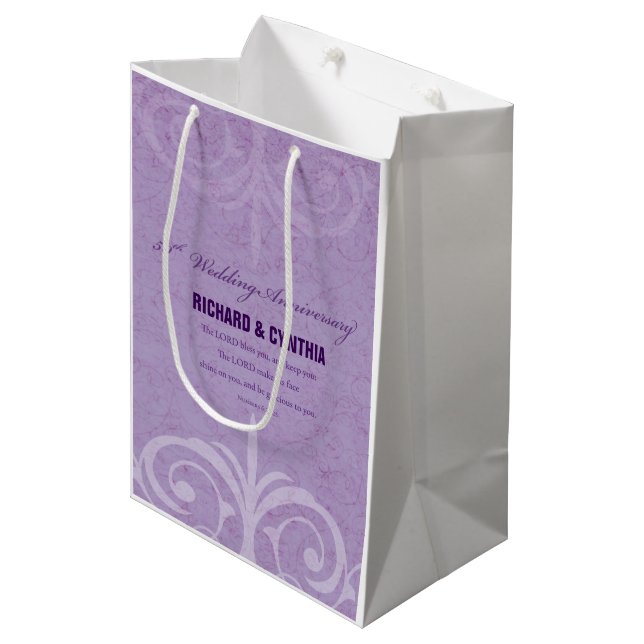 Custom Names, 50th Wedding Anniversary to Couple Medium Gift Bag (Front Angled)