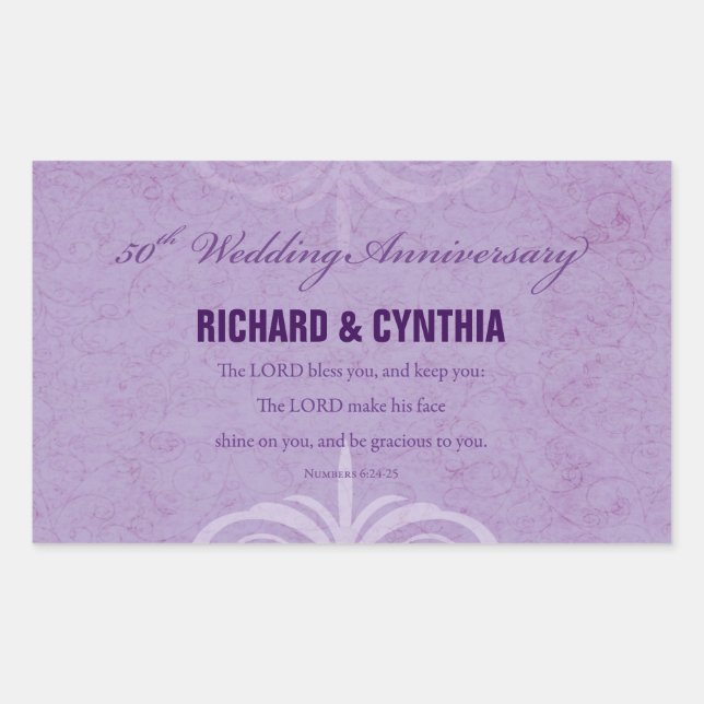 Custom Names, 50th Wedding Anniversary to Couple Rectangular Sticker (Front)