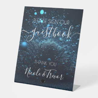 Custom Names Blue Dust Explosion Guestbook Sign