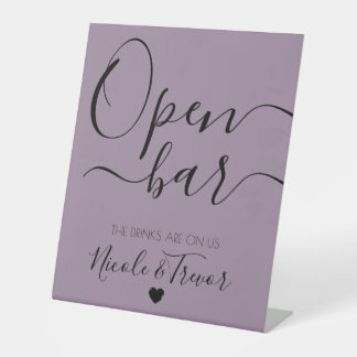Custom Names Calligraphy Personalised Open Bar Pedestal Sign