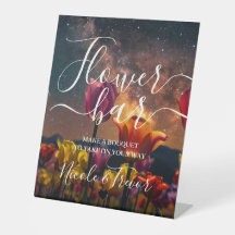 Custom Names Cosmic Tulips Calligraphy Flower Bar