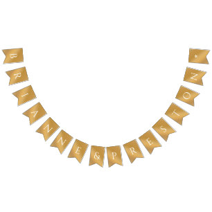 Custom Names Elegant Modern Gold Gradient Wedding Bunting