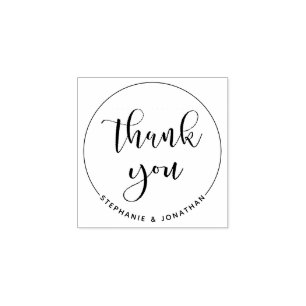 Custom Names Elegant Thank You Script Wedding Rubber Stamp