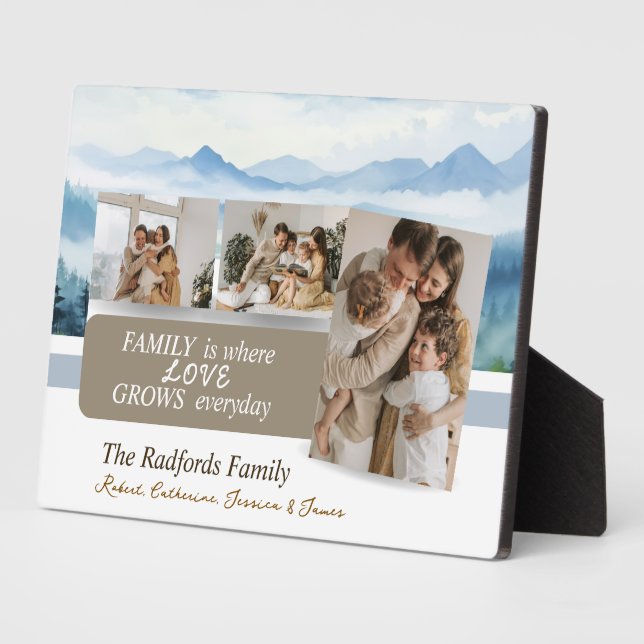 Custom Names Family Photo Collage Plaque (Side)