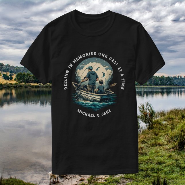 Custom Names Fishing Father Son Father's Day Gift T-Shirt (Creator Uploaded)