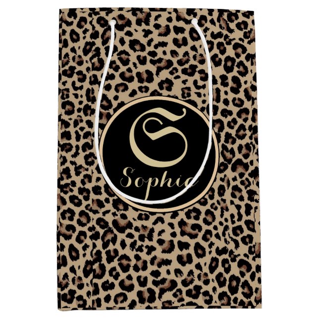 Custom Names Luxury Cheetah Medium Gift Bag (Front)