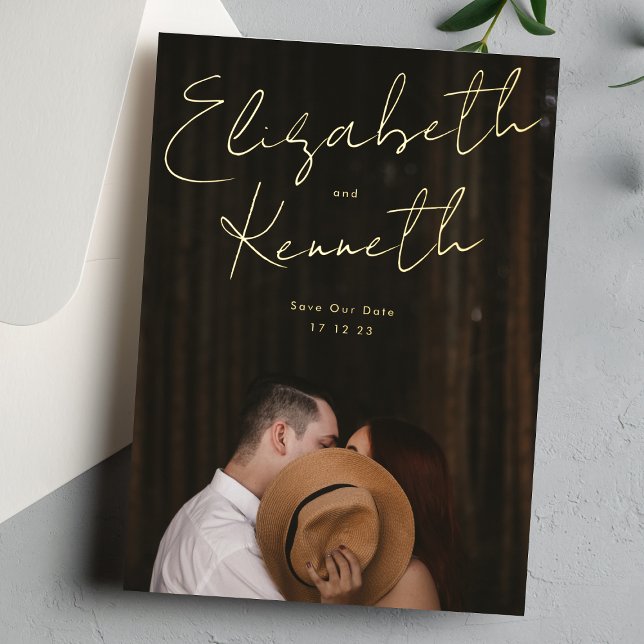 Custom Names Modern Gold Photo Save Our Date (Creator Uploaded)