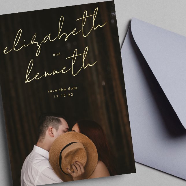 Custom Names Modern Gold Photo Save Our Date (Creator Uploaded)