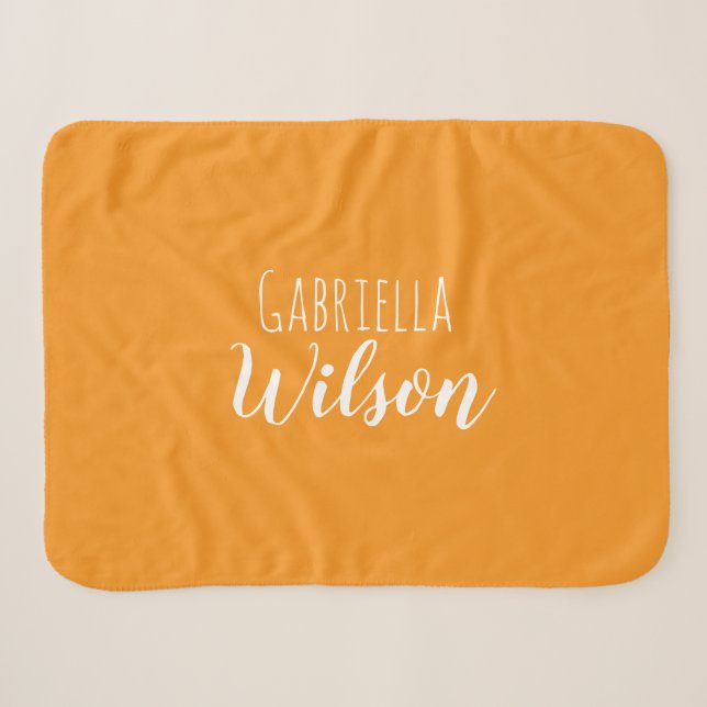 Custom names modern orange minimalist sherpa blanket (Front (Horizontal))