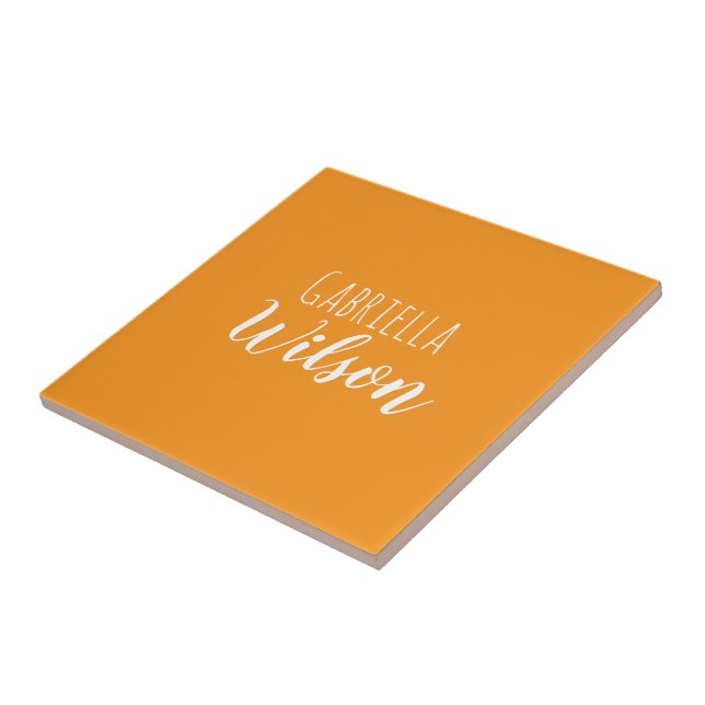 Custom names modern orange minimalist tile (Side)