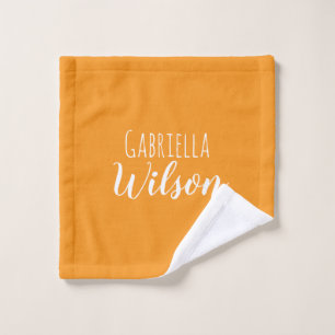 Custom names modern orange minimalist wash cloth