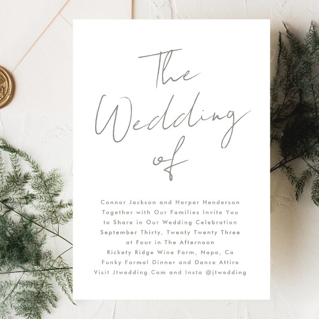 Custom Names Modern Sage Green White The Wedding Invitation (Creator Uploaded)