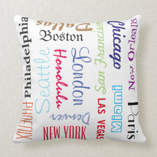 Custom Names or Popular Cities Travel Destinations Cushion