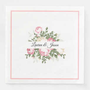 Custom Names Paper Napkins-Vintage Pink Rose Napkin