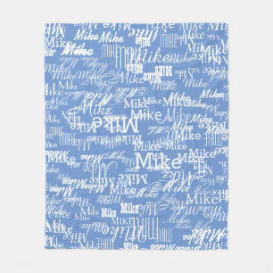 Custom Names Pattern allover Cornflower Blue Color Fleece Blanket