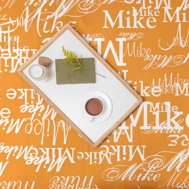 Custom Names Pattern on Orange Colour Fleece Blanket (Creator Uploaded)