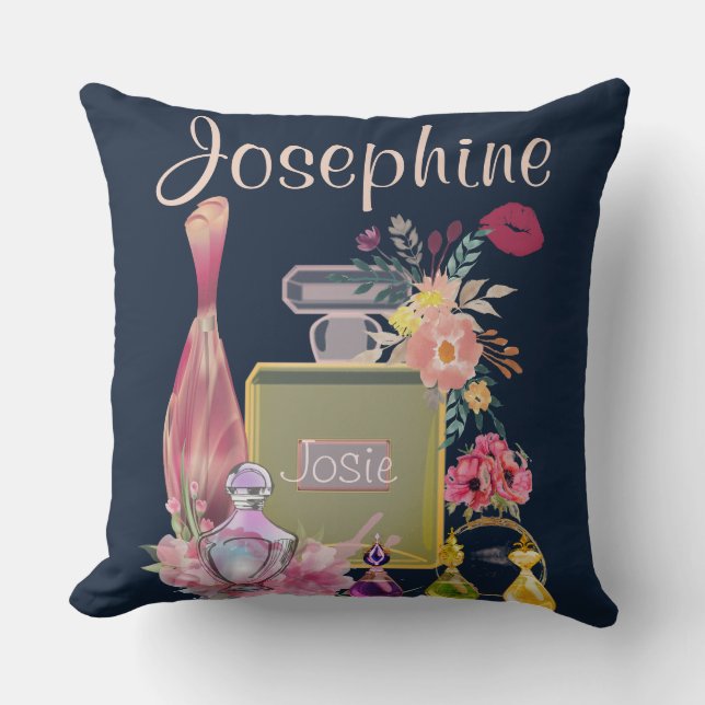 Custom Names Perfume bottles reverse pattern Cushion (Front)