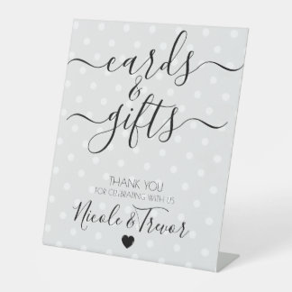 Custom Names Polkadots Cards & Gifts Wedding Pedestal Sign