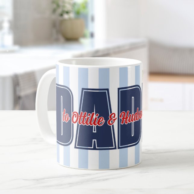 Custom Names Preppy Stripes Daddy To Coffee Mug (Creator Uploaded)