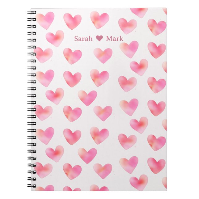 Custom Names Romantic Pink Love Design -  Notebook (Front)