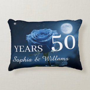 Custom Names & Special Years Romantic Blue Rose  Decorative Cushion