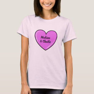 Custom Names & Text Love Heart T-Shirt