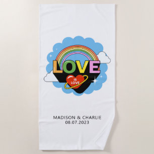 Custom Names / Text "Love Is Love" Beach Towel