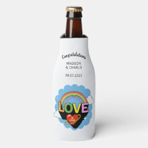 Custom Names / Text "Love Is Love" Bottle Cooler