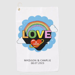 Custom Names / Text "Love Is Love" Golf Towel