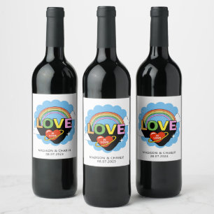 Custom Names / Text "Love Is Love" Wine Label