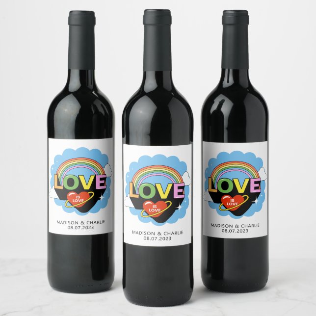 Custom Names / Text "Love Is Love" Wine Label (Bottles)