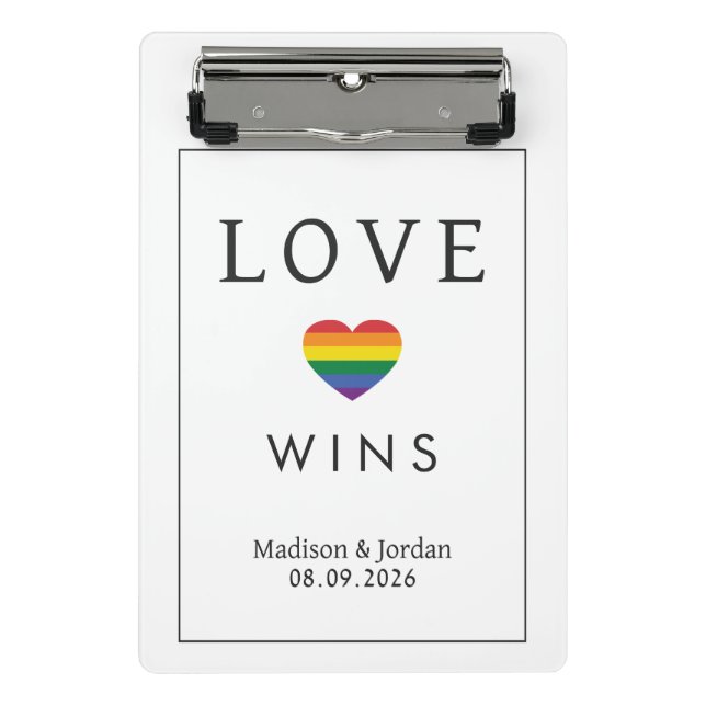 Custom Names / Text Rainbow LOVE Mini Clipboard (Front)