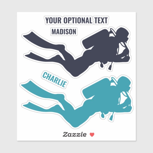 Custom Names & Text Scuba Diver (Sheet)
