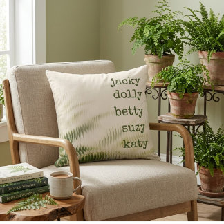 Custom names throw pillows sage green rustic