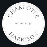 Custom names Wedding gift favour tag stickers<br><div class="desc">customise text,  name Wedding gift favour tag stickers with thin double border.
Names and date,  elegant minimalist,  Black and white.</div>