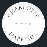Custom names Wedding gift favour tag stickers<br><div class="desc">customise text,  name Wedding gift favour tag stickers with thin double border.
Names and date,  elegant minimalist,  Black and white.</div>